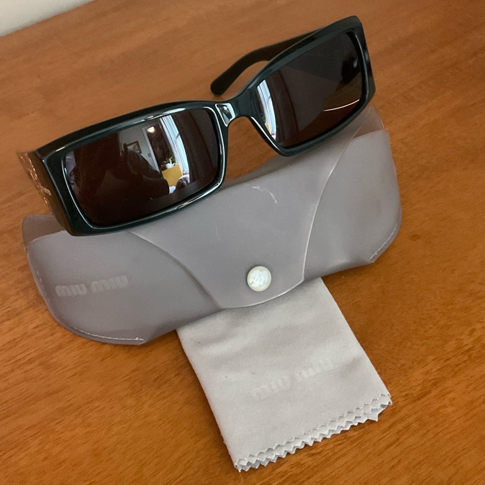 Vintage Miu Miu Green Sunglasses with Clover Detail